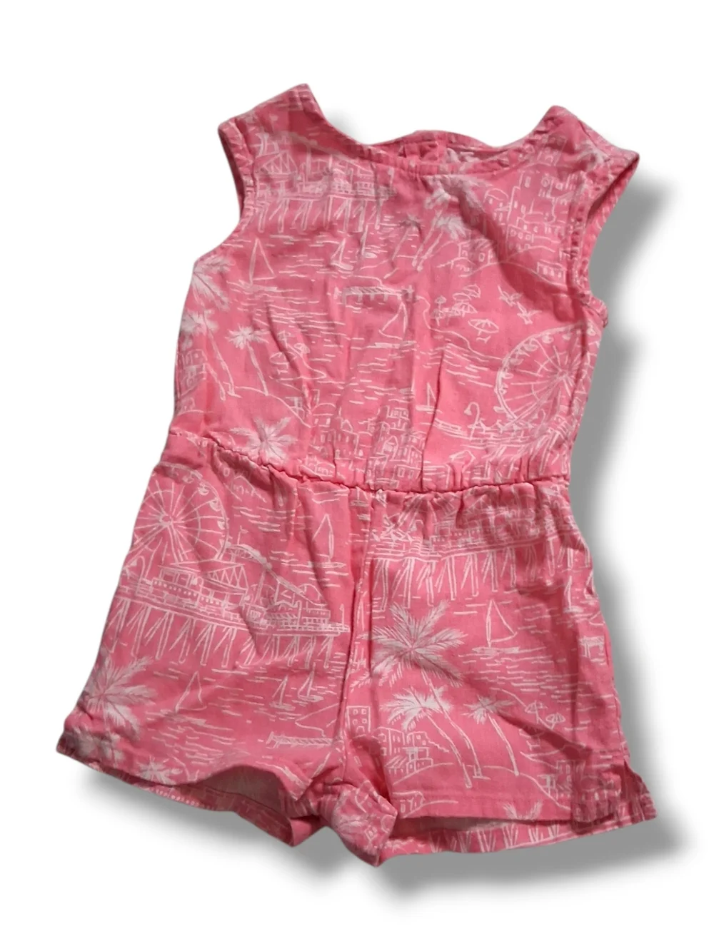 Old Navy Girls Romper 18-24 Months Pink Coastal City Print Sleeveless One Piece